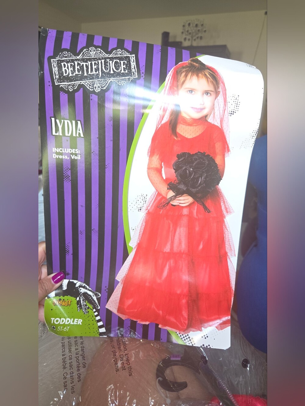 Spirit Halloween Lydia Deetz costume Size 5-6 years +wig #halloween #costume